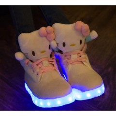 Colorful LED Light Up Shoes สีขาวคิตตี้  35,36,37,38,39,40,41 ส้นสูง 2.5CM