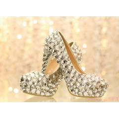  Handmade Crystal & Pearl Shoes - รองเท้าแฟชั่นสไตล์เกาหลีราคาถูก รหัส 24529-255-3765