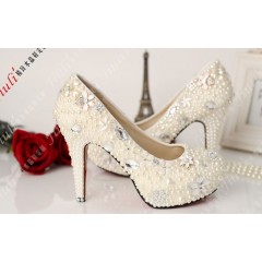  Handmade Crystal & Pearl Shoes - รองเท้าแฟชั่นสไตล์เกาหลีราคาถูก รหัส 24535-255-3771