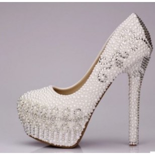  Handmade Crystal & Pearl Shoes - รองเท้าแฟชั่นสไตล์เกาหลีราคาถูก รหัส 24539-255-3775