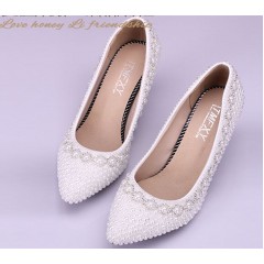  Handmade Crystal & Pearl Shoes - รองเท้าแฟชั่นสไตล์เกาหลีราคาถูก รหัส 24542-255-3778