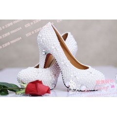  Handmade Crystal & Pearl Shoes - รองเท้าแฟชั่นสไตล์เกาหลีราคาถูก รหัส 24544-255-3780