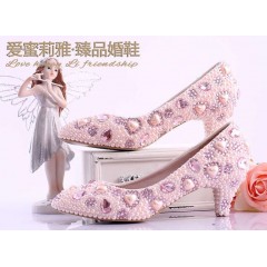  Handmade Crystal & Pearl Shoes - รองเท้าแฟชั่นสไตล์เกาหลีราคาถูก รหัส 24546-255-3782