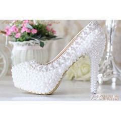  Handmade Crystal & Pearl Shoes - รองเท้าแฟชั่นสไตล์เกาหลีราคาถูก รหัส 24549-255-3785