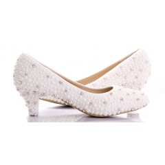  Handmade Crystal & Pearl Shoes - รองเท้าแฟชั่นสไตล์เกาหลีราคาถูก รหัส 24551-255-3787