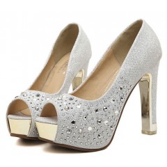  Handmade Crystal & Pearl Shoes - รองเท้าแฟชั่นสไตล์เกาหลีราคาถูก รหัส 24987-255-4223